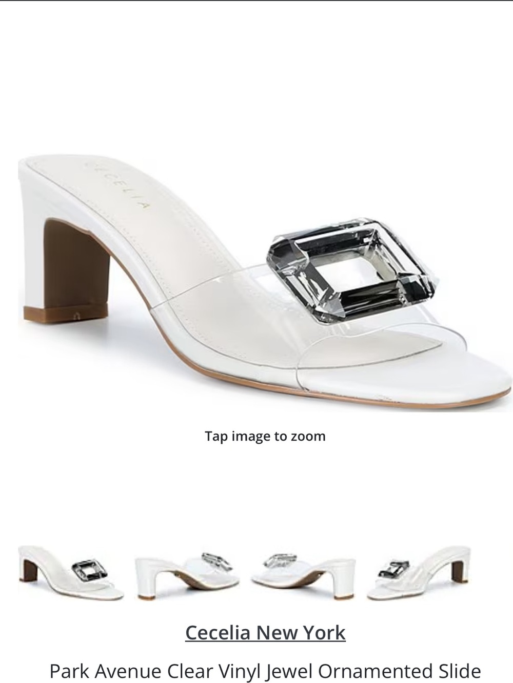 Cecelia New York Park Ave Gem Jeweled Heeled Sandal Alabaster 8.5 NIB